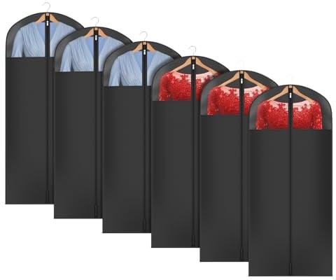 KEEGH Kleidersack Lang 137cm, Kleidersack Anzug für Lagerung und Reise | Faltbare Kleiderhülle Abdeckungen Oxford Stoff Kleidersäcke Lang für Langes Kleid Anzüge Kleider Mäntel, 6 Stück