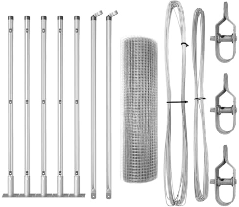 vidaXL Fence Post Silver 10 x 0.5 m (25 x 25 mm mesh) Steel, Garden and Terrace Fence Post, Durable Steel Barrier for Outdoor Security, Weatherproof and Powder-Coated Design