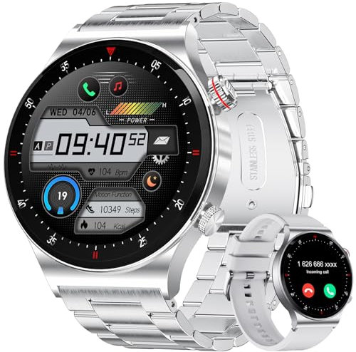LIGE Smart Watch for Men 1.43'' AMOLED with 2 Straps and Answer/Make Calls,Fitness Watch 100+ Sports Modes,Health Monitor Smartwatch for Android iOS Phones