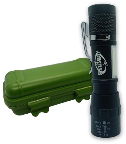 Utilify | Mini Linterna LED Recargable 2000 LM | 3 Modos de Luz y Zoom Ajustable | Resistente al Agua | Compacta 9,4 cm y 41 g | Para Camping, Senderismo, Caza, Emergencias y Diario | USB (ABS)