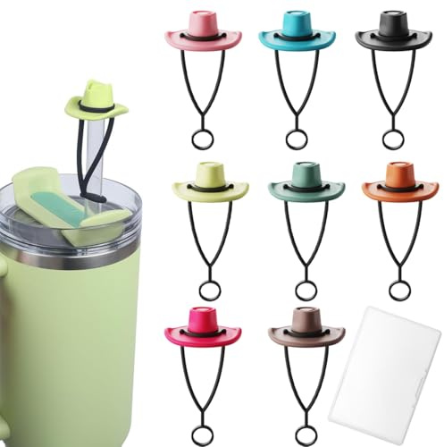 JEYORZY 8 Stück Stanley Tassen-Zubehör, Strohhalm Abdeckung für Stanley Cup Zubehör, Hut-Strohabdeckungen, Silikon-Strohaufsatz, Strohaufsatz, Strohhalm-Abdeckkappe für Stanley-Becher, 10 mm