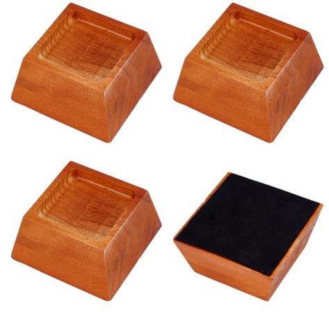 BENECREAT 4 Pcs Chocolate Wood Bed Risers, 52 mm(2.04 inch) Trapezoid Pine Furniture Risers, Pine Wood Lifters for Sofa, Bed, Chair, Table, Desk, Furniture, Armchairs, Cabinets