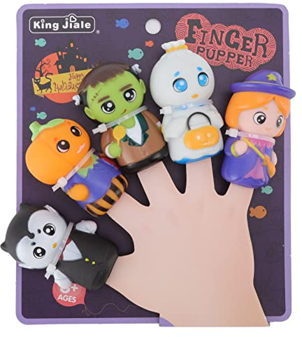 Ghzste 5pcs Halloween Fingerpuppen Hexen Schneemann Finger Puppenspielzeug für Kinder Kleinkinder Trick oder Behandlungs Halloween Bag Füllgruppe Favor Supply