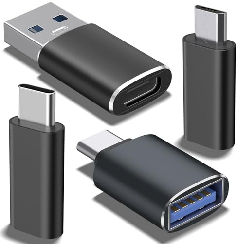 Oumida 4 Pack USB C Adapter, USB-C to USB Adapter + Type C to Lightning + Micro-USB to Type C,Fast Charge and Sync Converter for iPhone 16 15 13 14 12 11 Pro Max,AirPods 4,iPad 11