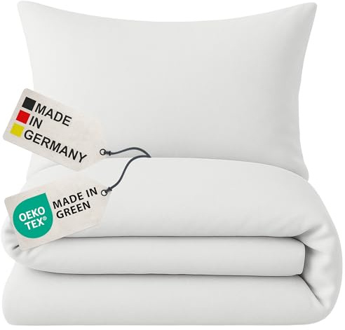 NYVI Biber Winter Bettwäsche Deluxe mit Reißverschluss - Flauschige Bettgarnitur, 100% Baumwolle, 145g/m², Einlaufschutz - 155x220 cm Weiß