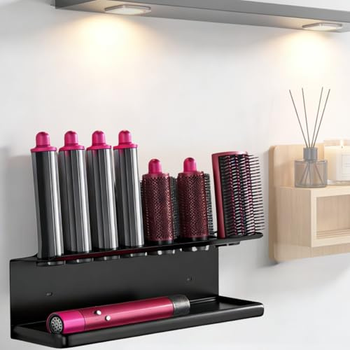 Rankomu Dyson Airwrap Halterung Ohne Bohren – Wandhalterung für Dyson Airwrap, Föhn, Glätteisen & Lockenstab Zubehör, Selbstklebende Aufbewahrung für Dyson Airstrait, Haartrockner & Styler
