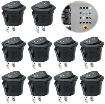 10 Pezzi Interruttore a Levetta Tondo, Mini Interruttore a Bilanciere 2 Poli ON/OFF 10A/125V 6A/250V Interruttore per Lampada da Incasso Interruttore a Levetta con Bloccaggio Interruttore Nero a
