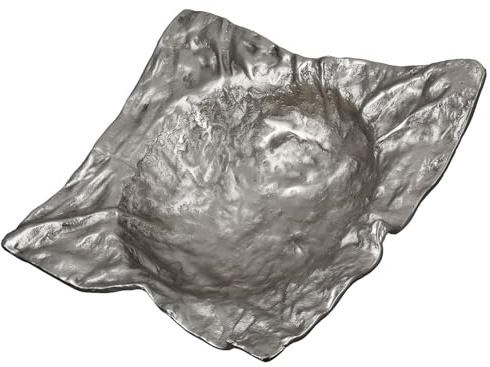 GILDE Schale Crumple aus Aluminium - rechteckig - strukturiert - silberfarben - Höhe 30cm x Breite 30cm - Dekoschale