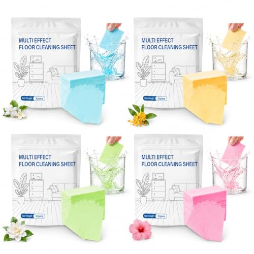 120Pcs Multi-Surface Floor Cleaning Tablets Multi Effect Cleaner Sheets | 4 Scents Water Soluble Cleaning Tablets for Hardwood Laminate Tile & Glass, Eco Friendly Non-Toxic Mop Refill for Home