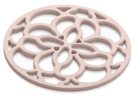 Zeal Silicone Trivet Mat for Hot Pots and Pans – Heat-Resistant, Non-Slip Kitchen Worktop Protector, Round Heritage Design, 20cm (Rose Pink)
