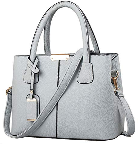 FiveloveTwo Dame Classy Satchel Handtasche Tote Handtasche Griff Tasche Umhängetasche Grau