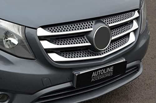 ALVM Parts & Accessories Edelstahl Chrom Kühlergrill-Akzent-Zierleisten-Set für Vito W447 (2015–20)