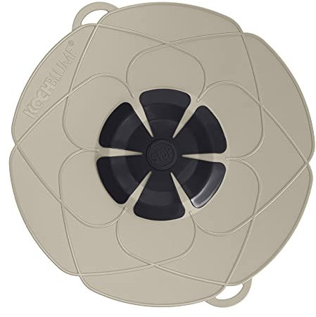 Kochblume L Ø14-24cm | Silikon Überkochschutz | Spritzschutz | Universaldeckel | Premium-Silikon | Hitzbeständig | Spülmaschinenfest | Farbe: Taupe