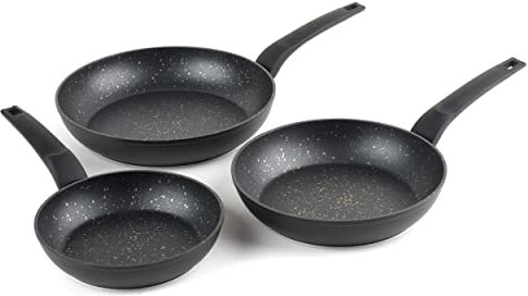 Salter BW08664 Marble Gold Lot de 3 Poêles à Frire Antiadhésives, Aluminium Forgé, 20/24/28 cm, Poignées Confortables et Douce, Sans PFOA, Compatible Plaques à Induction, Passe au Lave-Vaisselle