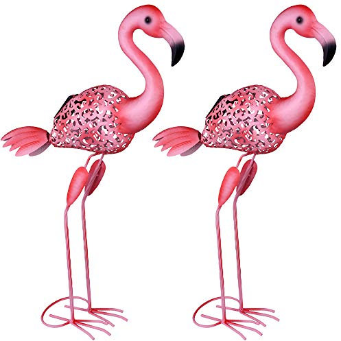 etc-shop LED Solar Flamingo Gartendeko Pink Solarleuchte Gartenfigur Höhe 74 cm