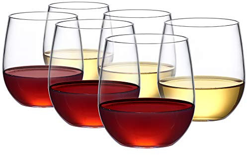 Amazing Abby - Cindy - Bicchieri da vino infrangibili in Tritan (set da 6), bicchieri da vino in plastica, riutilizzabili, senza BPA, lavabili in lavastoviglie, perfetti per bordo piscina, all'aperto,