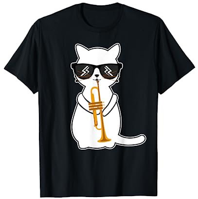 Lustige, Trompete spielende Katze - Trompeter T-Shirt
