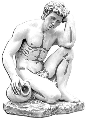 Fontaine d'extérieur, figurine d'Adam avec pichet, sculpture, statue en pierre reconstituée