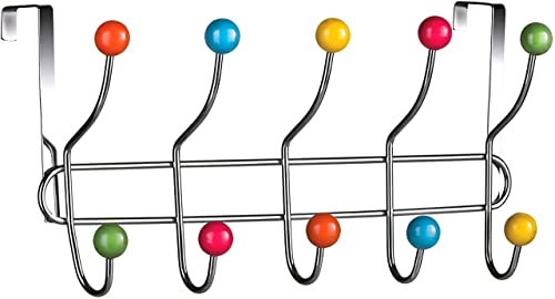 GREY LOOK Over Door Hooks Multi Color Plastic Over The Door Hanger / Hangers for Bedroom 10 Chrome Finish Hook Back of The Door Coat Hanger