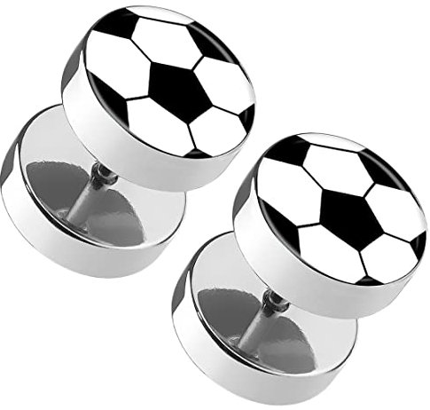 Taffstyle Runde Ohrringe Ohrstecker Fake Piercing Ohr Plug Flesh Tunnel Platte Stecker Fussball EM & WM Länder Flagge Fanartikel Fussball