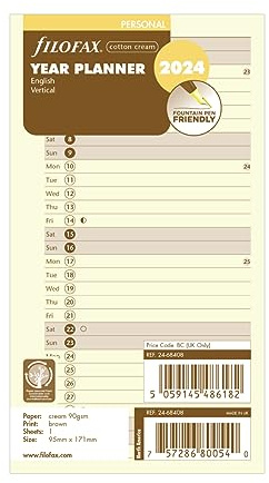 FILOFAX Kalendereinlage Personal Jahresplanercotton creme (E)2024