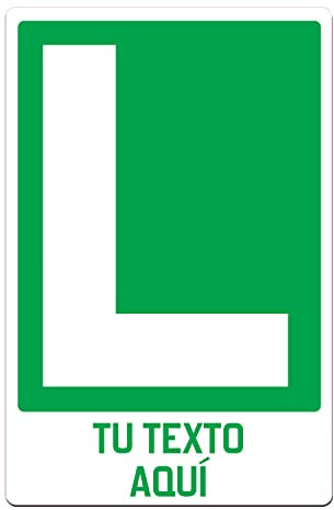 ETIKIDS 1 Señal Novel Adhesiva Reflectante con Texto Personalizado, Apto para Coches con Lunas tintadas. Etiqueta L en Vinilo Reflectante, Pegado Exterior. Medida 20,5 x 13,5 cm