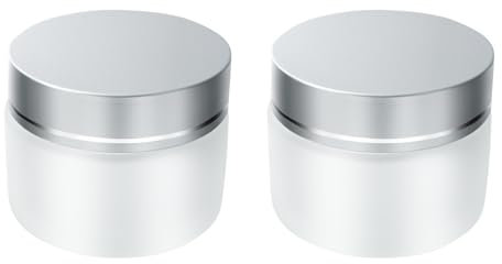 XNJIHWA 2PCS Pot Creme Vide 50ml Bouteille Verre Pot Vide Cosmetique Bocaux Dépoli Posté Conteneuravec Bouchon Intérieur et Couvercle,Argenté