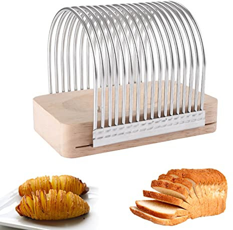 Hasselback Potato Slicer, Potato Slicing Tool Vegetable Cutter, Fixed Stainless Steel Food Slicer, Tomato Onion Meat Slicer Anti-Cutting Hand Steel Knife Kitchen