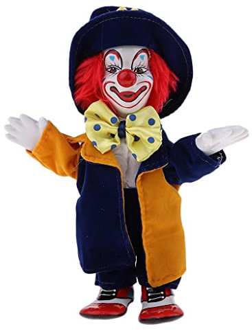 perfk Lustige Clown Porzellan Puppe mit Buntem Kostüm Weihnachts Geschenk Dekor #1