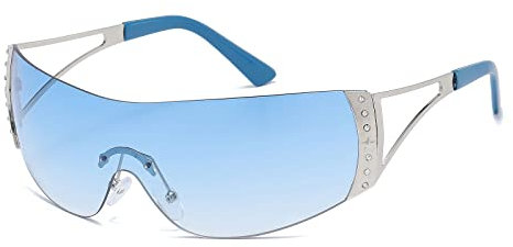 YAMEIZE Trendy Rimless Y2K Wraparound Sunglasses - for Women Men Stylish Frameless Oversized Wrap Around Glasses Cycling Sport Shopping Outdoor