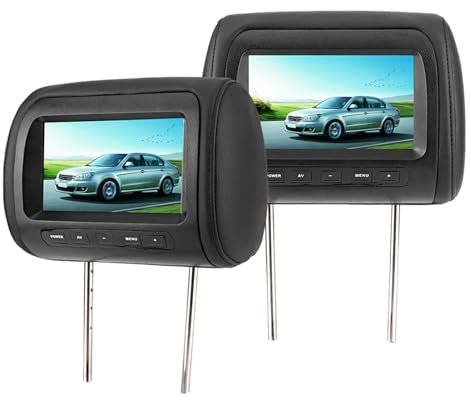 Affichage D'Appui-tête, 2pcs 7in Contrôle sans Fil Appui-tête Réglable Moniteur Vidéo LCD MP5 Affichage Noir Universel