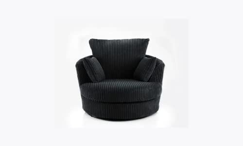 Luxury Life Collingdale Jumbo Cord Fabric Sofa Set (Black, Swivel Chair)