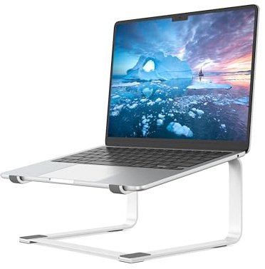 SOUNDANCE Laptop Stand for Desk, Metal Riser, Fits 12-17.3 Inch, White | Ergonomic 6-Inch Elevation, Heavy-Duty Stability, Extra Storage Underneath, Easy Set Up