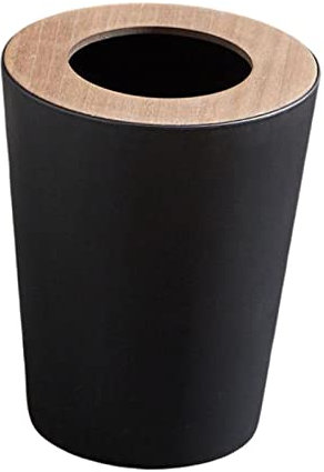 perfk Cubo de basura interior, papelera de contenedor de basura, cubos de basura redondos sin tapa, caja de basura, papelera de baño interior para baño, 9L Negro