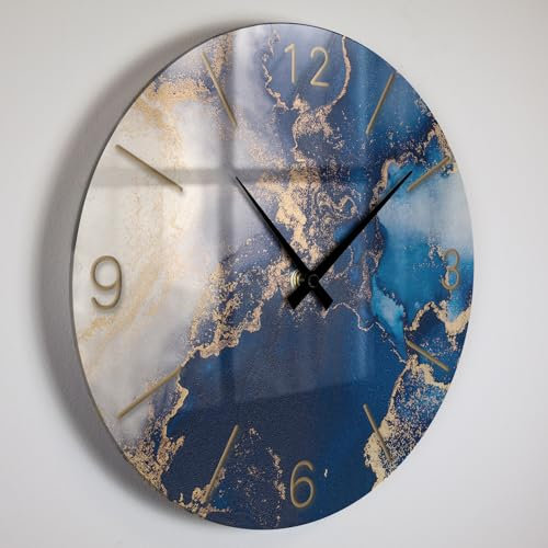 Giallobus - Orologio Linea Basic - Taglio di Pietra - Oceanbrass - Vetro acrilico - Basic 30x30 - Meccanismo silenzioso - Pronto da appendere - Orologi moderni