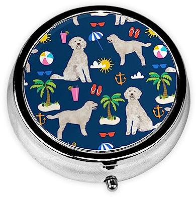 Pillendose für Hunde, Motiv: Golden Retriever, aus Metall, rund, Pillendose