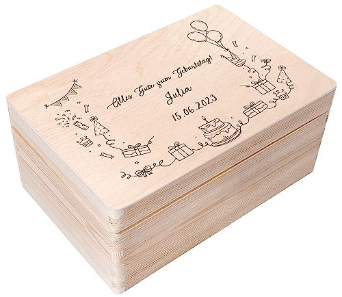 Creative Deco Personalisiert Geburtstag Geschenke für Frauen, Männer und Kinder Erinnerungsbox Holzkiste | Mehrere Motiv für Geburtstag | Individuelle Geschenk | Geschenkkiste Geschenkbox