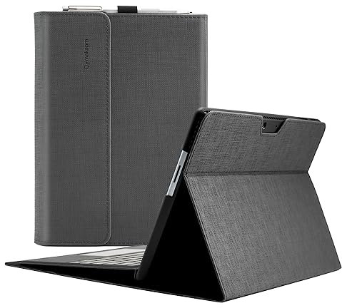 Qymaksom Hülle für Microsoft Surface Pro 11 / Pro 10 / Pro 9 13 Zoll (2022),Leder Schutzhülle Surface Pro 9 Tasche mit Multi-Winkel, kompatibles Tastatur-Cover mit Stifthalter Gray
