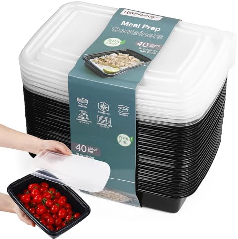 Rainberg 10PK Meal Prep Containers Reusable, BPA Free, 1 Compartment, Plastic Food Containers, Lunch Boxes, Microwave, Freezer & Dishwashers Safe (28 oz)