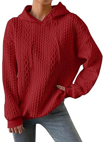XXL Pullover Damen Sweatpullover Damen Mit Kapuze Flauschige Pullover Outdoor Pullover Damen Sweet Plaid Pullover Damen Black Pink Hoody Kuschelpullover Für Damen Oversize Pullover Damen