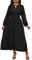 VERWIN Chiffon Dresses for Women Long Sleeve Round Neck Maxi Dress Elastic Waist Pleated A Line Flowy Dress M Black