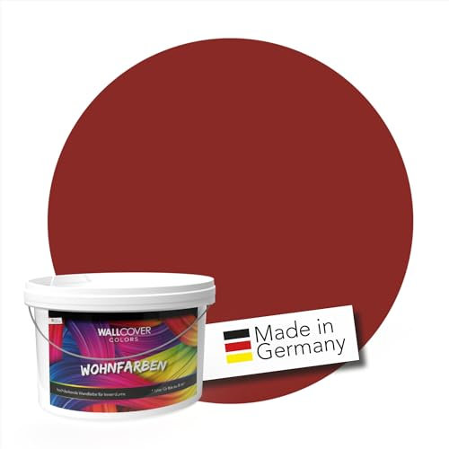 WALLCOVER hochwertige Wandfarbe für Innen | Dunkelrot | 1L für 8m² | Hochdeckende Innenfarbe Matt (Klasse 1) | Profi Qualität aus Deutschland
