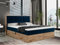 MKS MEBLE Boxspringbett 180x200 mit Bettkasten Eiche, Polsterbett 180x200 mit Matratze H3, Bett 180x200 mit Kopfteil, Bett mit Holzrahmen in Wotan Eiche - 180x200 - Dunkelblau Velvet - Albero-2
