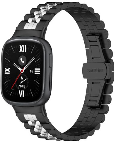 Maucoray Bracelet de montre compatible avec Honor Watch 4, bracelet de rechange réglable en acier inoxydable, Acier inoxydable