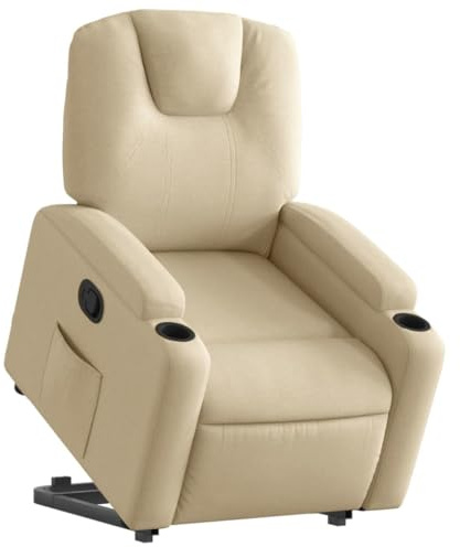 vidaXL Relaxsessel, Sessel mit Aufstehhilfe, Fernsehsessel mit Liegefunktion, Liegesessel Aufstehsessel für Wohnzimmer, Creme Stoff