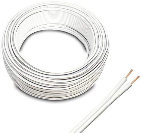 PD Connex RX30W White Speaker Cable 2-Core 0.75mm^2 HiFi Audio Wire Reel 10m for Stereo Systems, Home Theatre & Commercial Sound Installation
