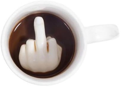 Tlarsun Tazza da caffè in ceramica con dito medio da 300,5 g, tazza da caffè con dito divertente 3D all'interno, tazza da tè 3D con manico, regalo di Natale, Halloween, compleanno per gli amanti delle