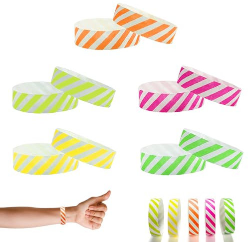 XCSJ 100 Pcs Eintrittsbänder Einlassbänder Wasserfeste Party Armbänder Wasserdichte Festivalbänder Event Armbänder Kontrollbänder für Events,Sportveranstaltungen,Wettbewerbe,Wasserpark-19 x 250mm (A)