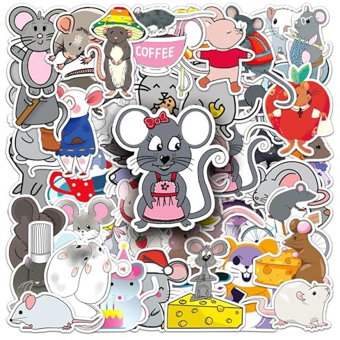Mauseloch Aufkleber Maus Stickers 50 Stück Skateboard Graffiti Aufkleber Motorräder Fahrrad Snowboard Gepäck Laptop Auto Koffer für Kinder und Jugendliche Wasserdichte Vinyl Aufkleber