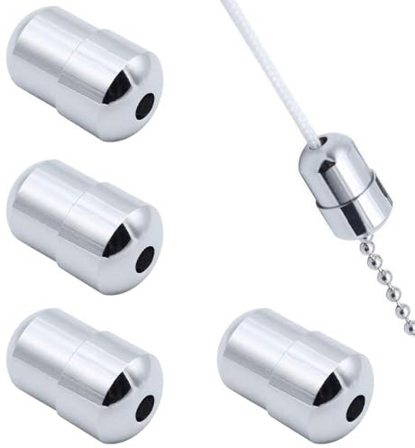 LNJBABAO 4 Pack Pull Cord Joiner Metal Chrome Pull Cord Joiner Cord Connector for Ceiling Light Switches Shower Blinds Fan Pull Cord